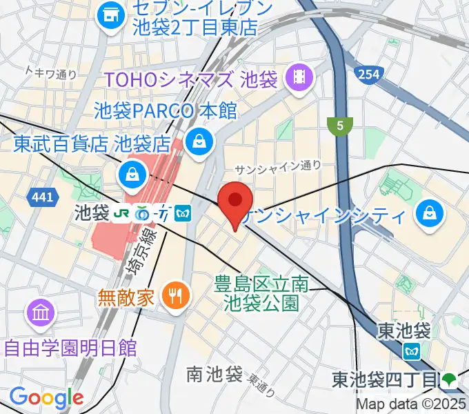 ミュージックスタジオ・フォルテ池袋店の地図