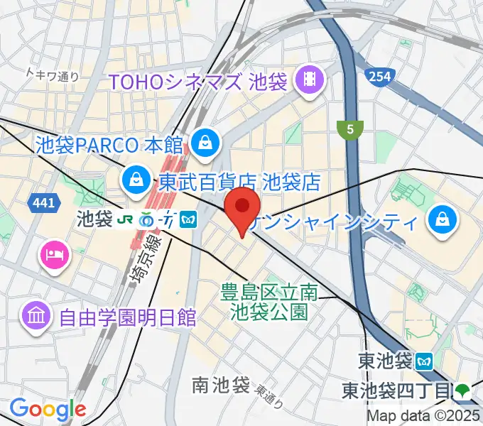 ミュージックスタジオ・フォルテ池袋店の地図