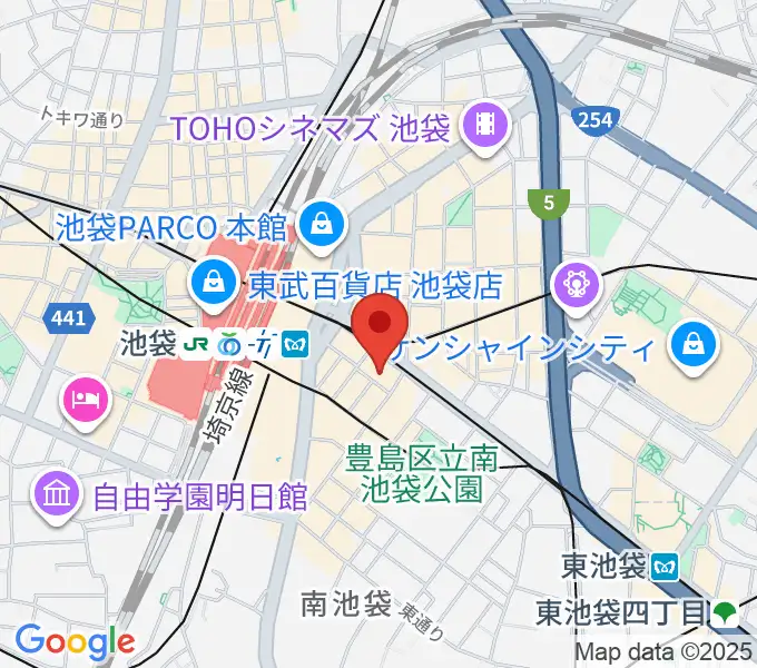 ミュージックスタジオ・フォルテ池袋店の地図