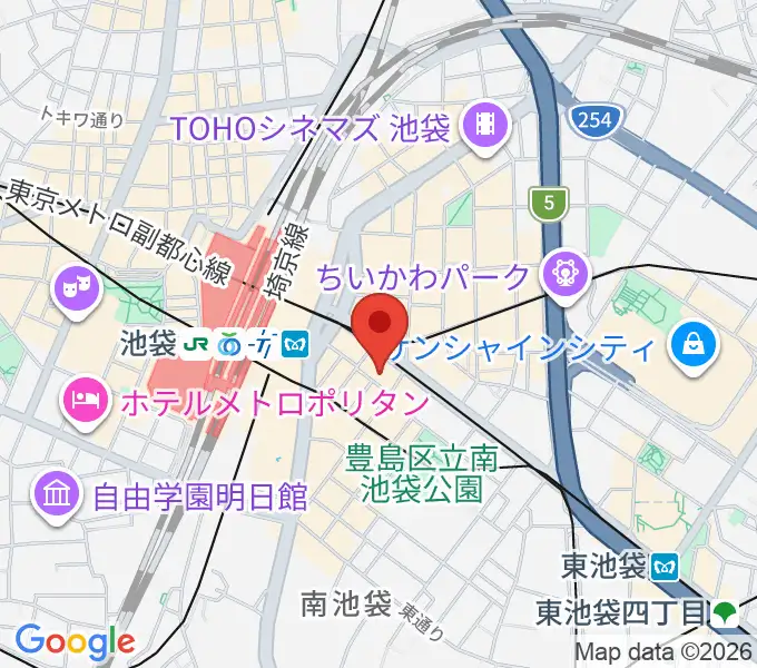 ミュージックスタジオ・フォルテ池袋店の地図