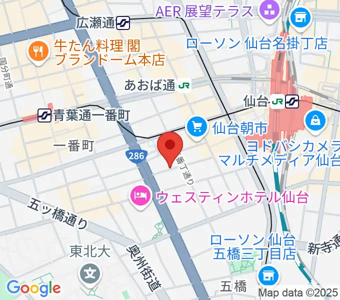 仙台中央音楽センターの地図