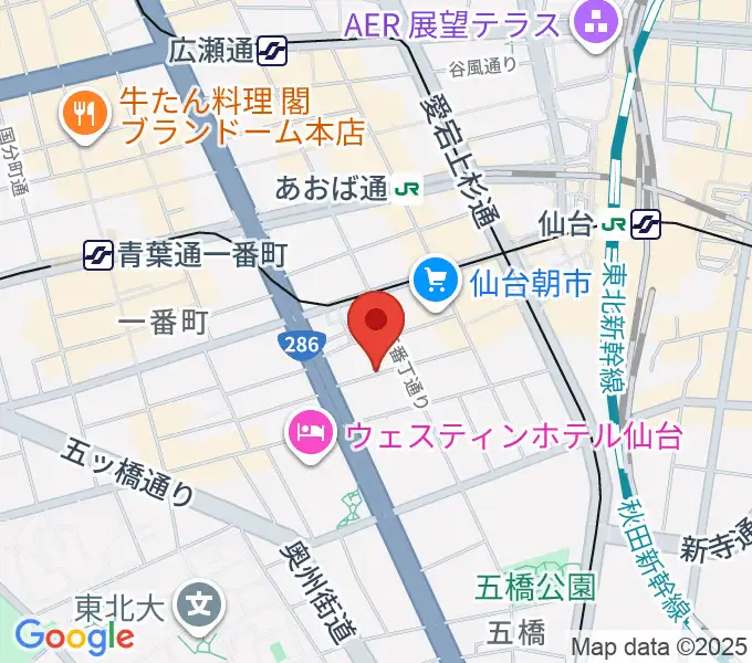 仙台中央音楽センターの地図