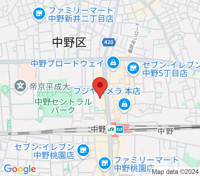 ベースオントップ中野レコーディングスタジオの地図