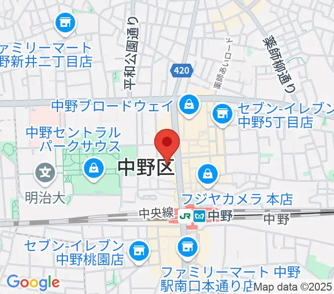 ベースオントップ中野レコーディングスタジオの地図