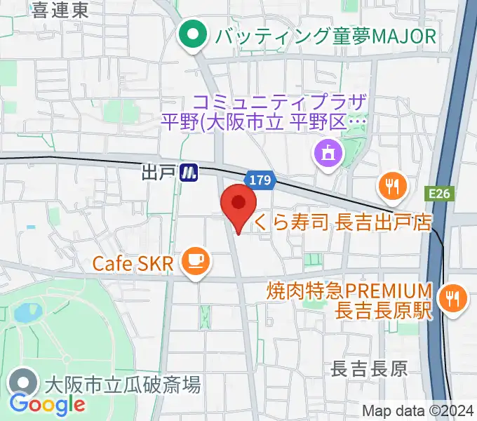 アビーミュージックスタジオ平野店の地図