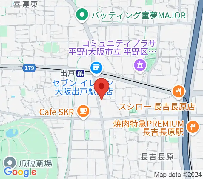 アビーミュージックスタジオ平野店の地図