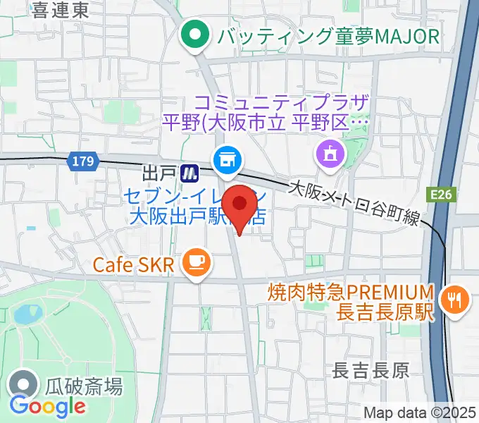 アビーミュージックスタジオ平野店の地図