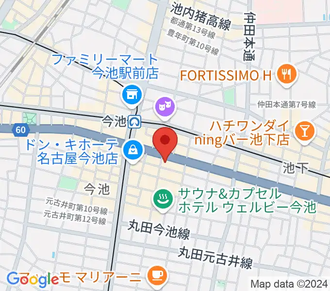 クラブナージ音楽教室 今池校の地図