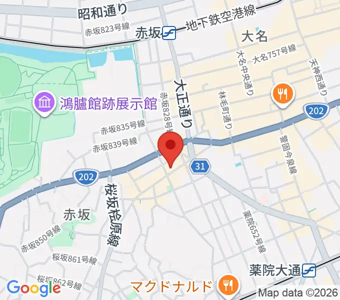 モチコピアノスクールの地図