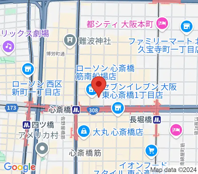 プラスミュージック心斎橋の地図