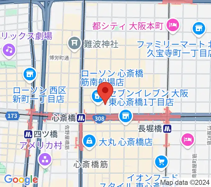 プラスミュージック心斎橋の地図