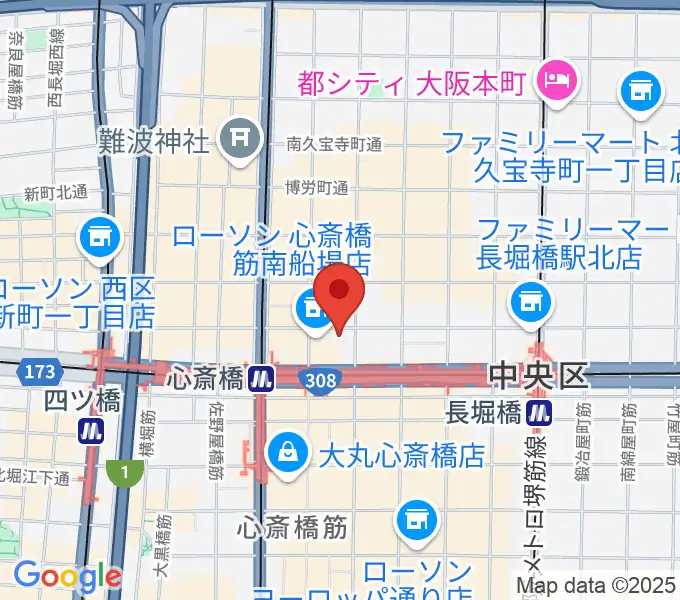 プラスミュージック心斎橋の地図