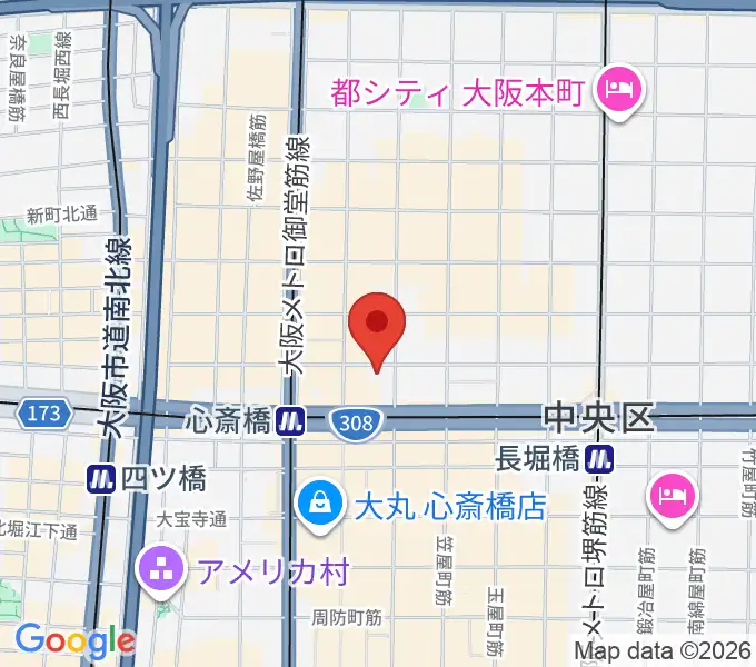 プラスミュージック心斎橋の地図