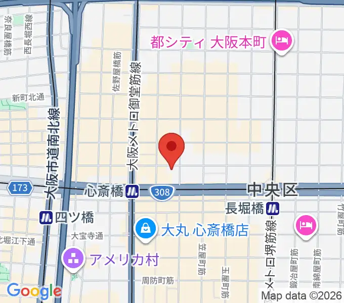 プラスミュージック心斎橋の地図