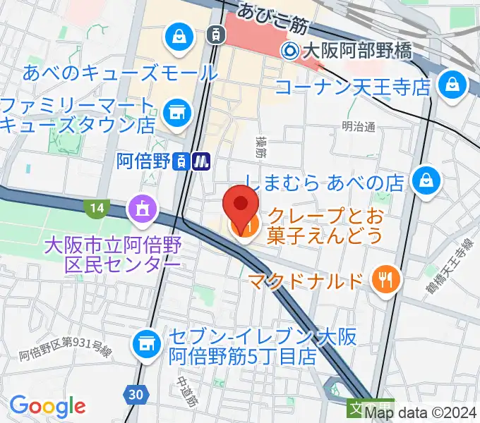 阿倍野ドレミ音楽教室の地図