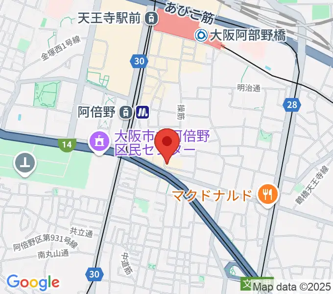 阿倍野ドレミ音楽教室の地図