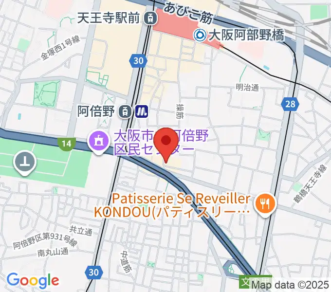 阿倍野ドレミ音楽教室の地図