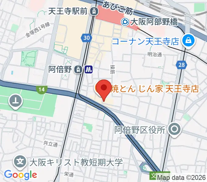 阿倍野ドレミ音楽教室の地図