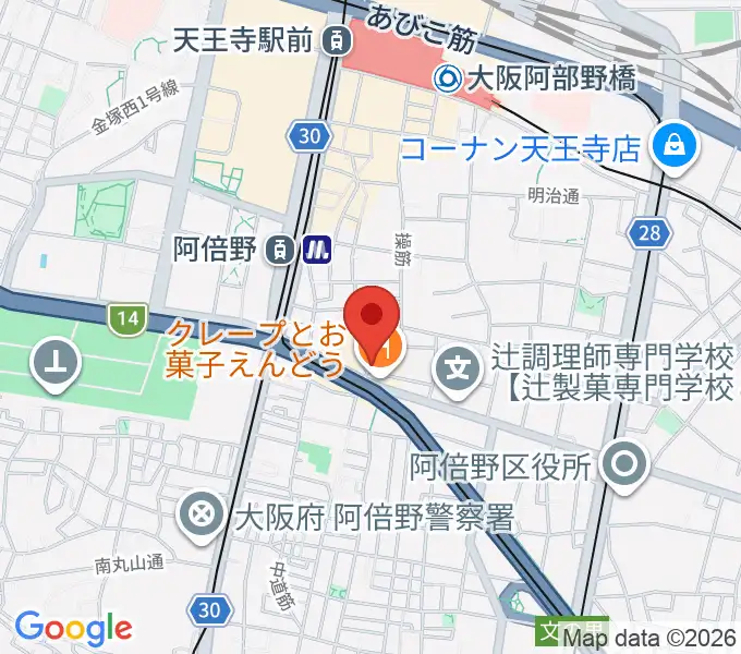 阿倍野ドレミ音楽教室の地図