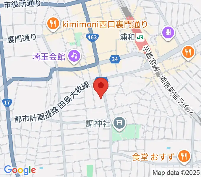 柏屋楽器フォーラムミュージックセンターの地図