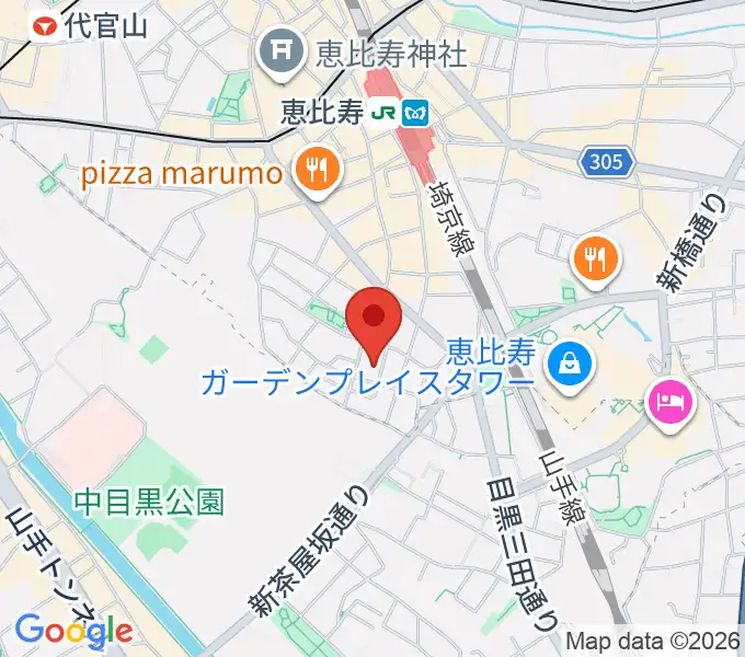 恵比寿ヒルサイドスタジオの地図