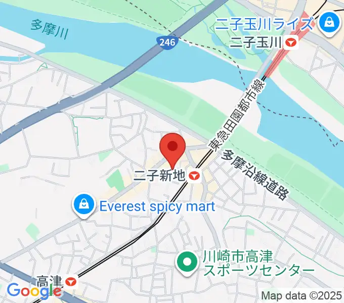 Iorana Music 二子新地の地図