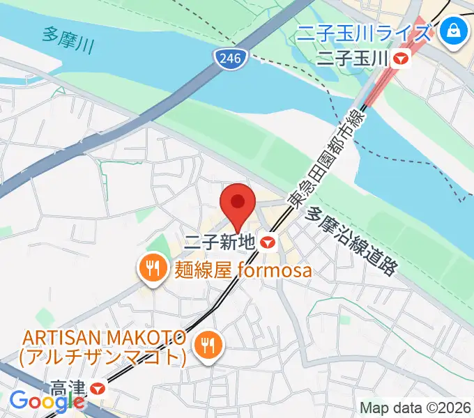 Iorana Music 二子新地の地図