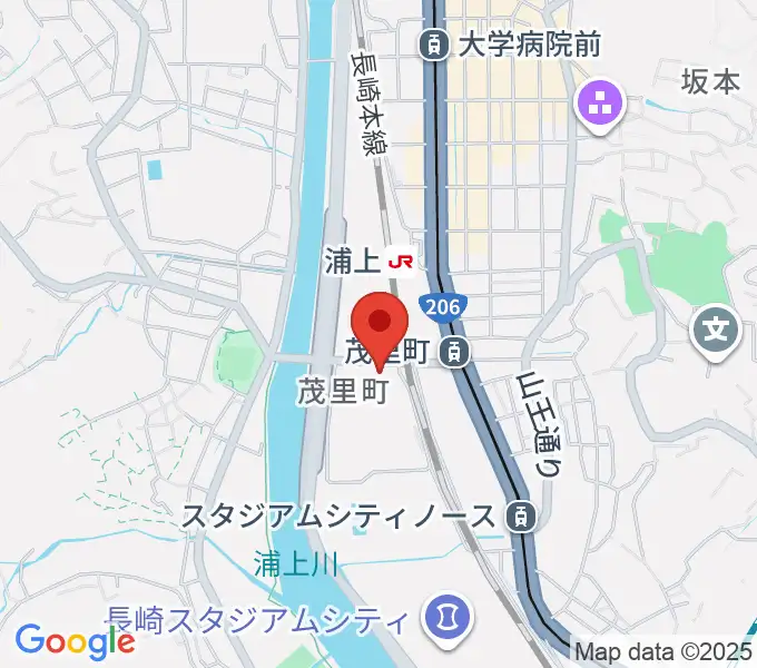ベネックス長崎ブリックホールの地図