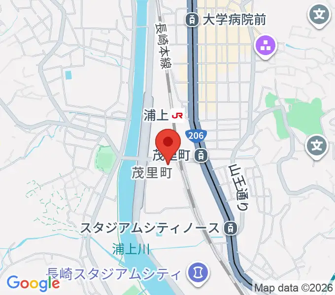 ベネックス長崎ブリックホールの地図
