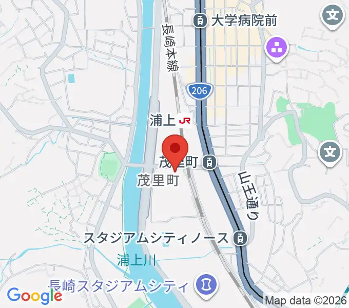 ベネックス長崎ブリックホールの地図