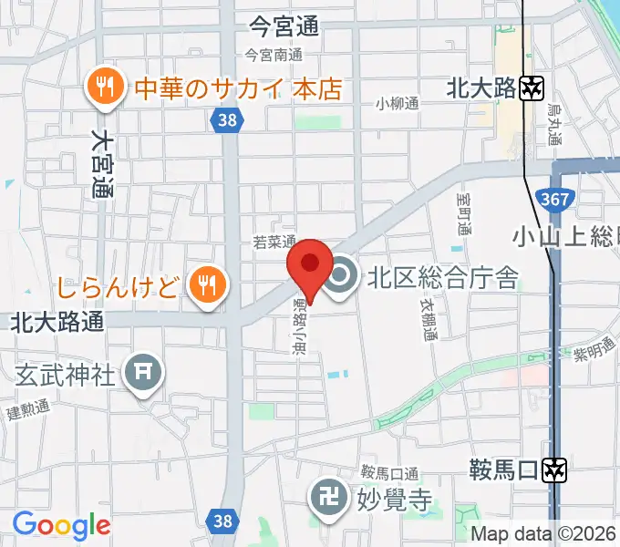 京都市北青少年活動センターの地図