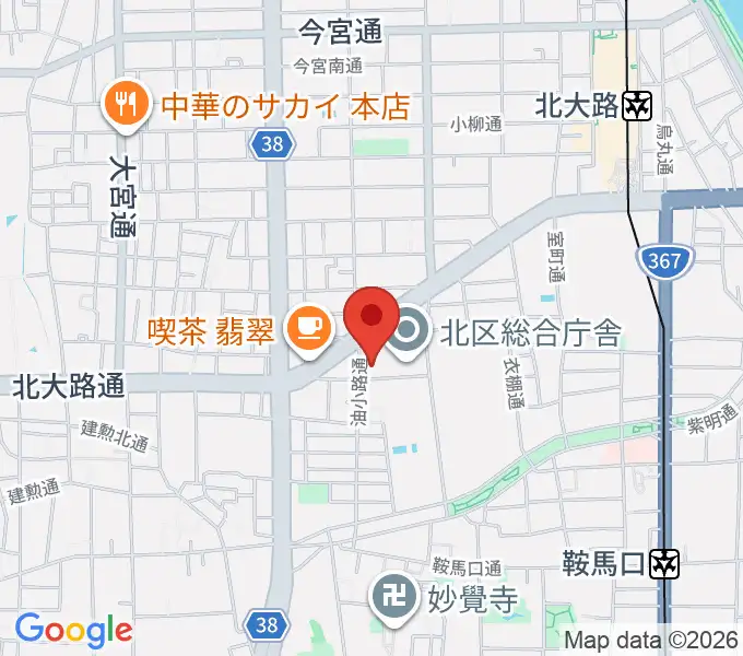 京都市北青少年活動センターの地図