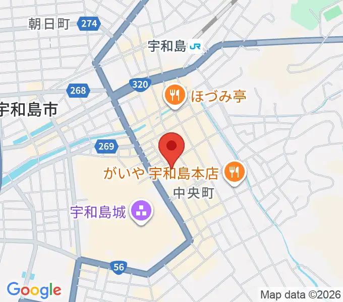 いわね楽器店の地図
