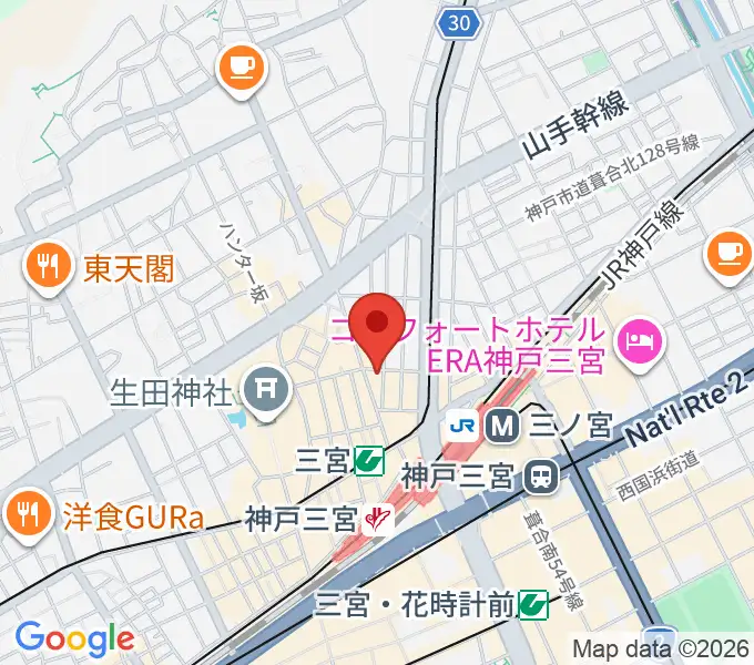 神戸三宮RATの地図