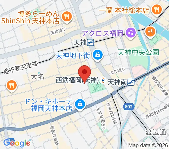 レソラNTT夢天神ホールの地図