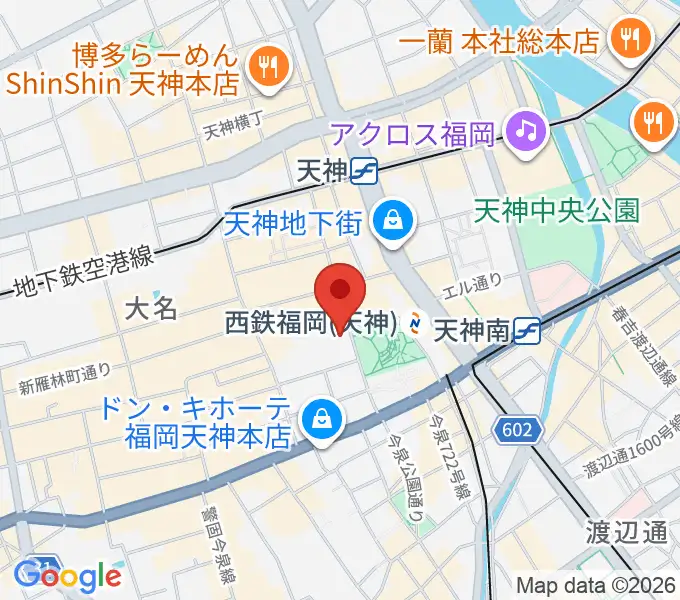 レソラNTT夢天神ホールの地図