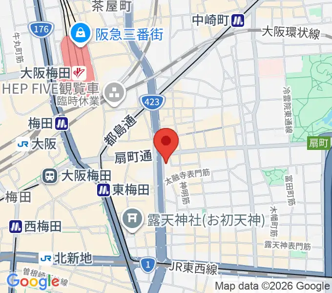 梅田クラブクアトロの地図