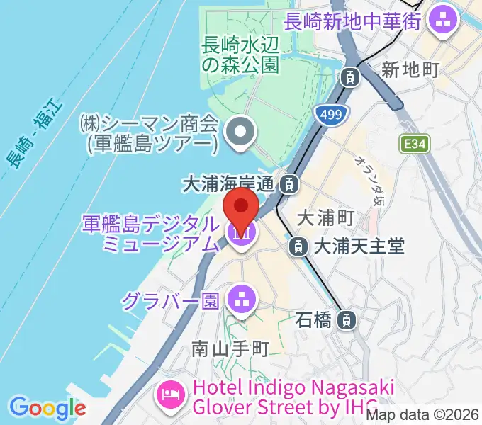 旧香港上海銀行長崎支店記念館の地図