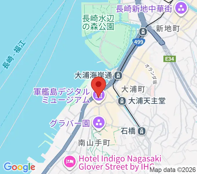 旧香港上海銀行長崎支店記念館の地図