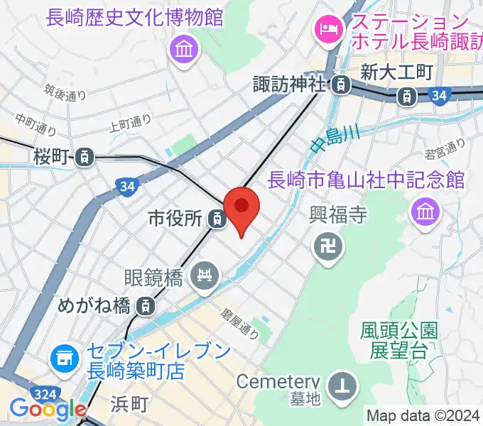 長崎市民会館の地図