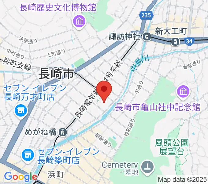 長崎市民会館の地図
