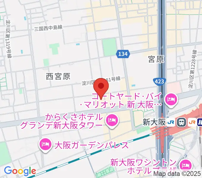 ムラマツ リサイタルホール 新大阪の地図