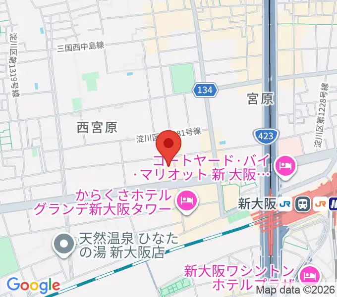 ムラマツ リサイタルホール 新大阪の地図