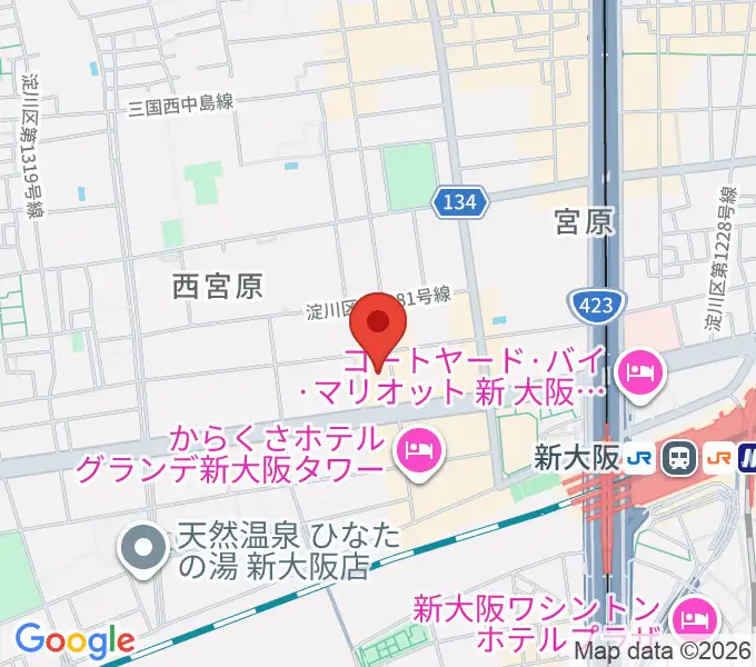 ムラマツ リサイタルホール 新大阪の地図