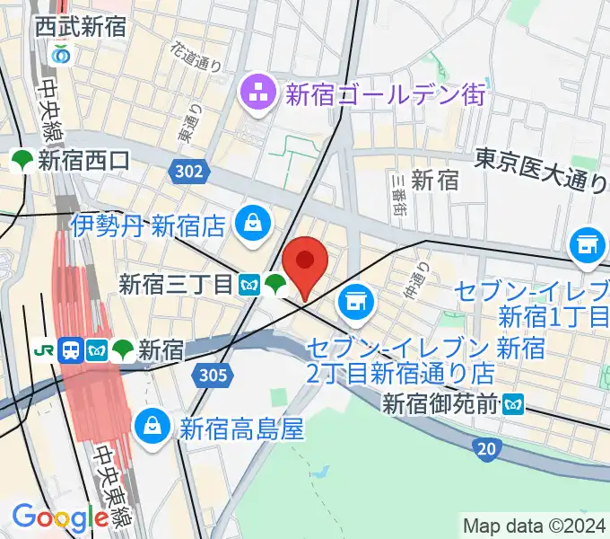 イシバシ楽器 新宿店の地図