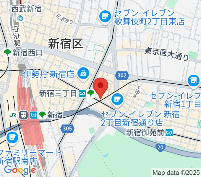 イシバシ楽器 新宿店の地図