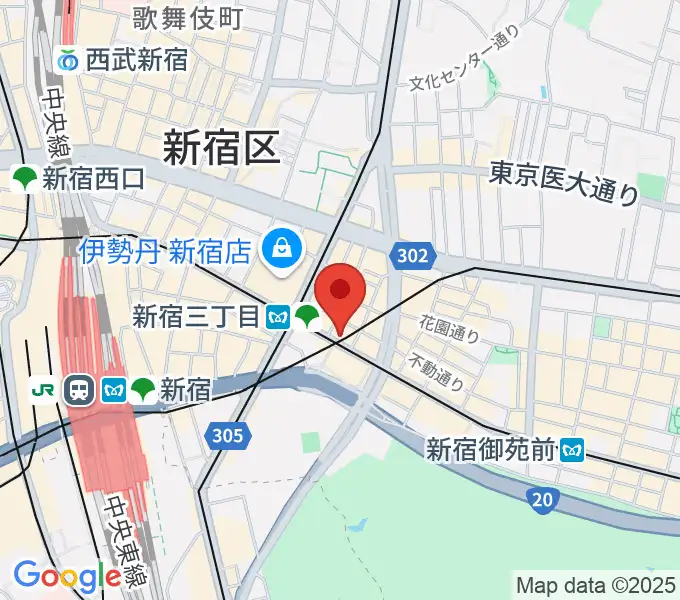 イシバシ楽器 新宿店の地図