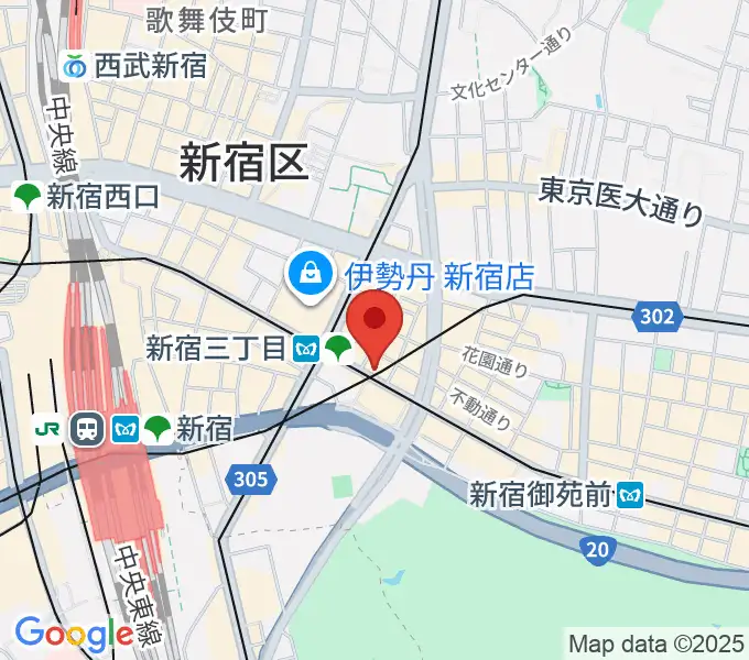 イシバシ楽器 新宿店の地図