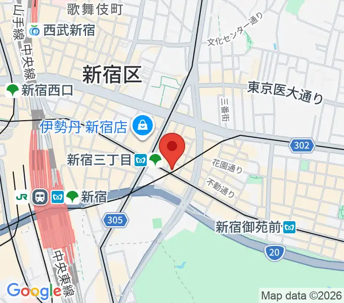 イシバシ楽器 新宿店の地図