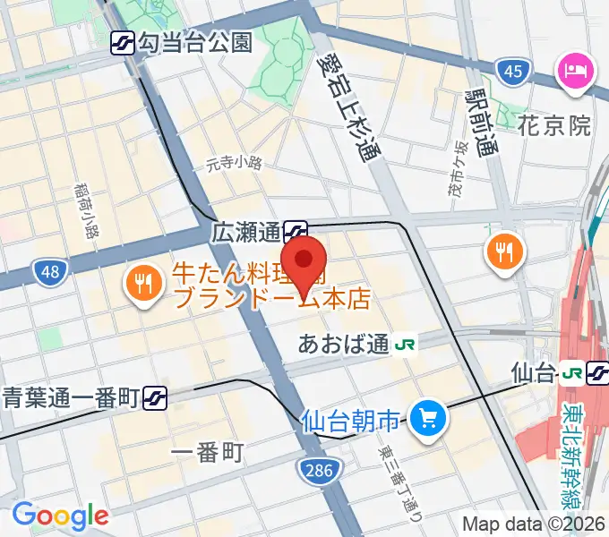 山野楽器ミュージックサロン仙台の地図